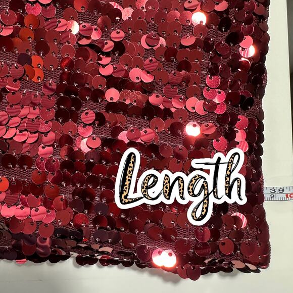 Express X Karla Red Sequin Bodycon Midi Dress Size M Spaghetti Strap Sparkly NWT - Picture 8 of 8